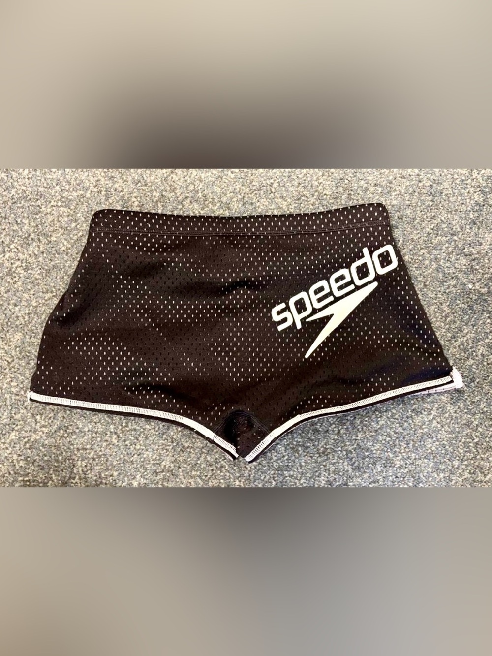 MEN’S BLACK SPEEDO MESH BRIEF COMPETITION TRAINING DRAG RACING SWIMSUIT TRUNKS